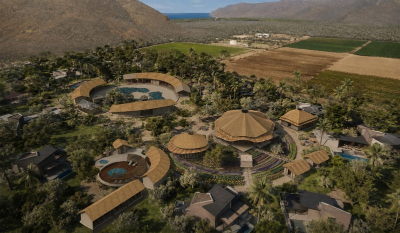 Aerial view of the Damara farm and gardens